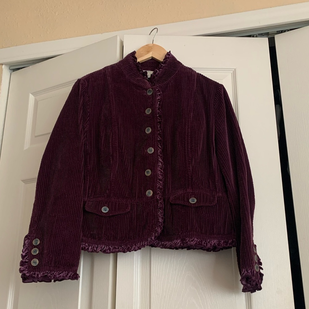Witchy/ Gilmore girls vibes J.Jill  boho purple ruffle blazer - Picture 4 of 9